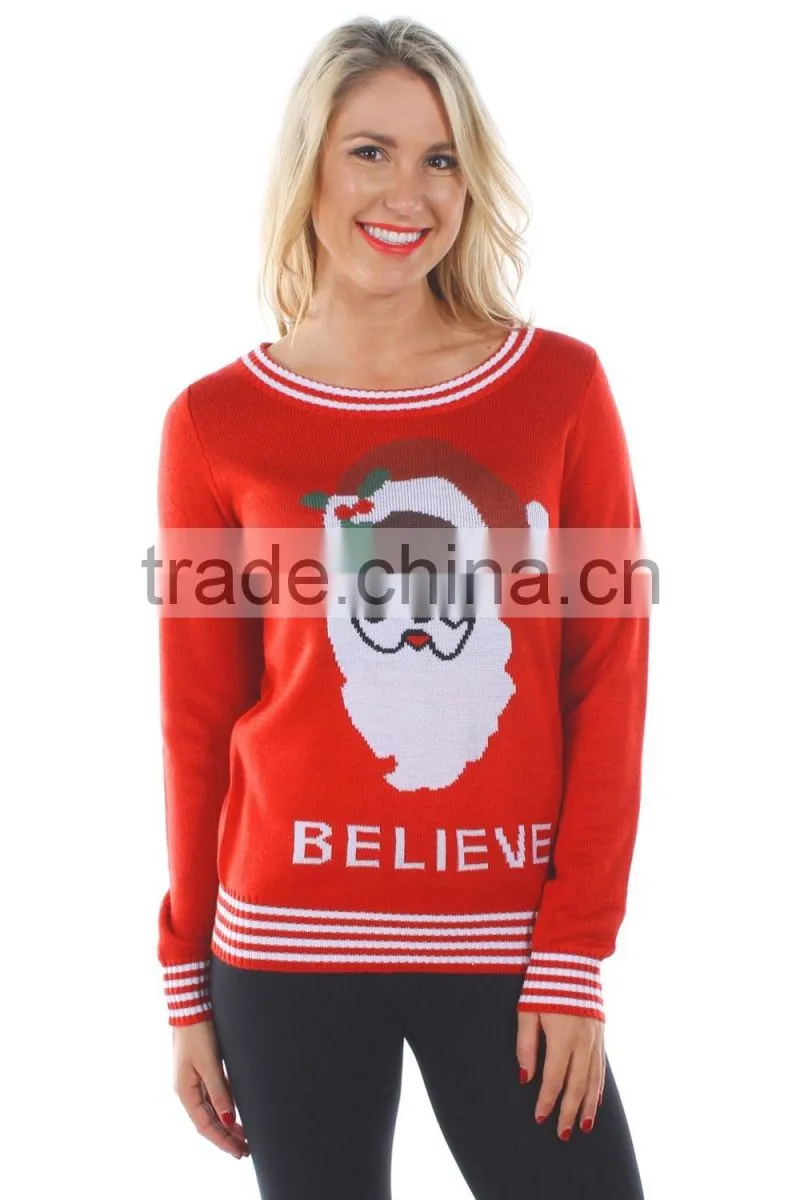 2016 Latest cashmere sweater for female Christmas black santa