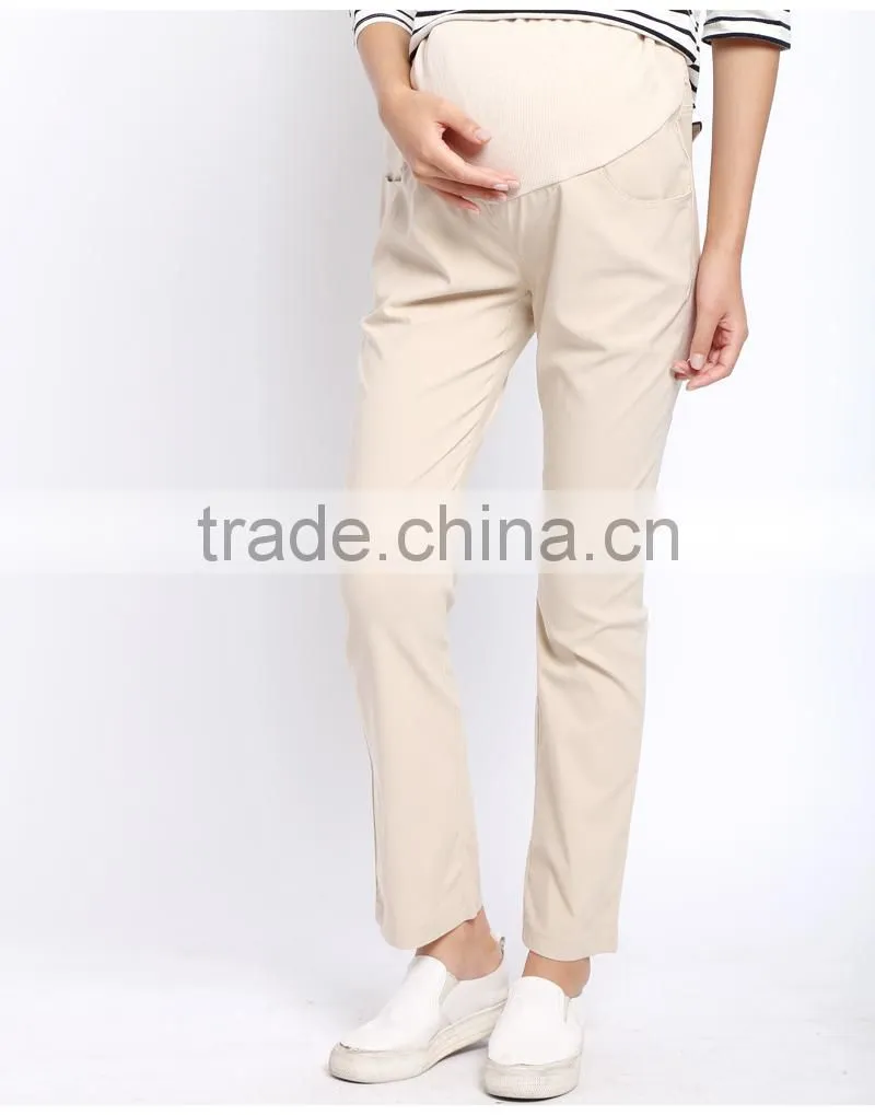 Plus Size Stretch Maternity Clothes Belly Band Trousers Straight Cut Pregnant Pants Maternity Pants