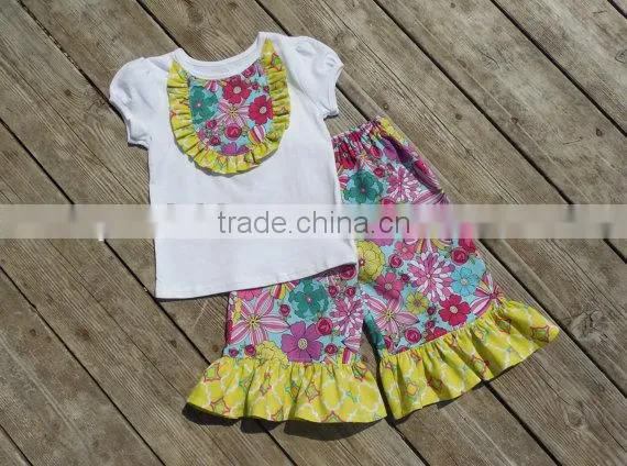 2014 summer girl clothes chevron kids outfit