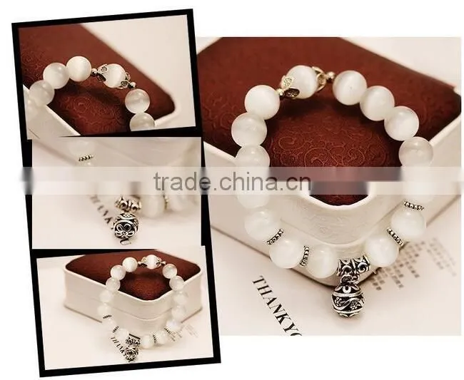 F20076N New fashion natural stones skull bracelet For women crystal opal beads stone bracelet