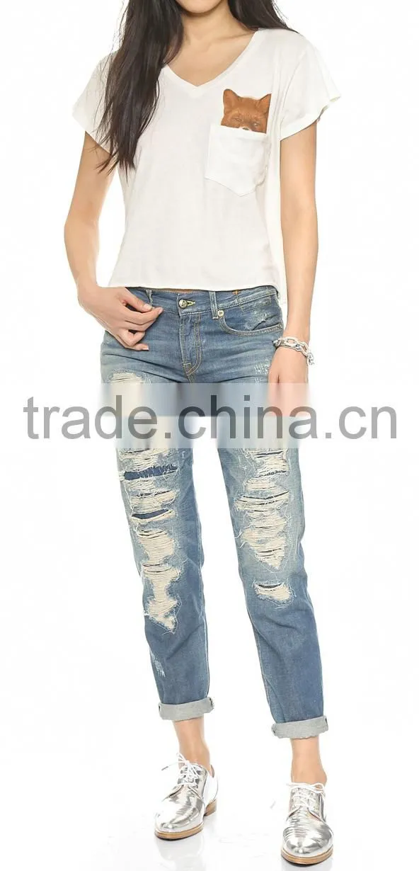 printed picture fox clothing for women with little pocket