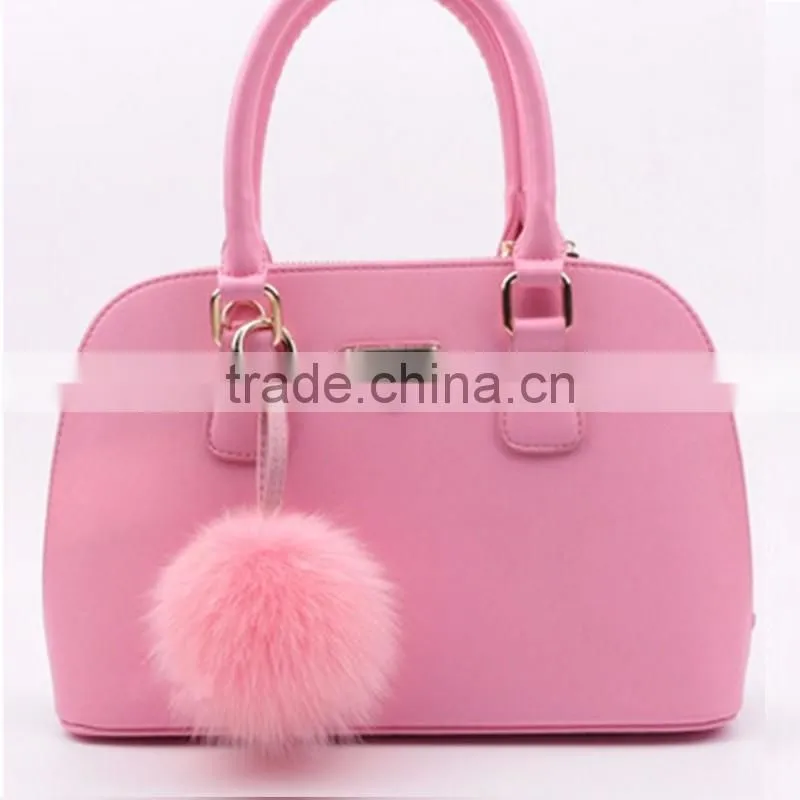 Myfur Cute Baby Pink Color Custom Real Fox Fur Balls Key Ring