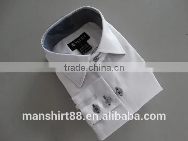 Classic boy's long sleeve two-button cuff contrast collar and cuff casual shirt