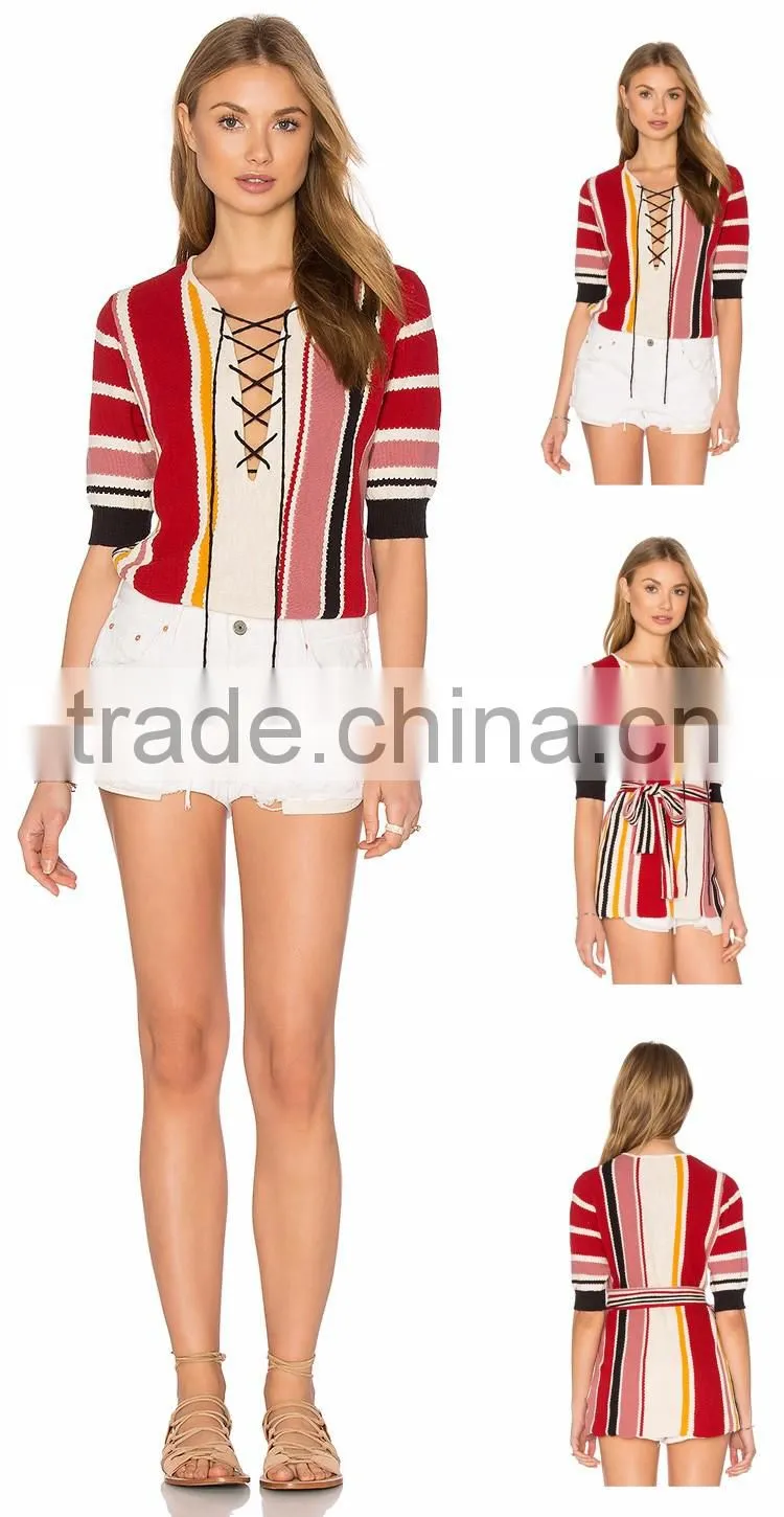 2016 Guangzhou Supplier Ladies Knitted Patterns Summer Top