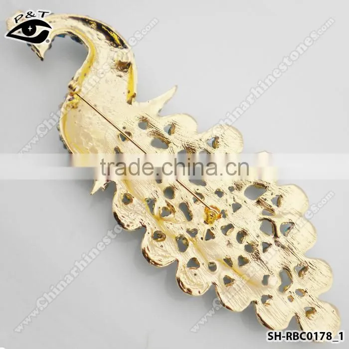 Peacock blue Rhinestone brooch pins blue zircon color brooches for garment