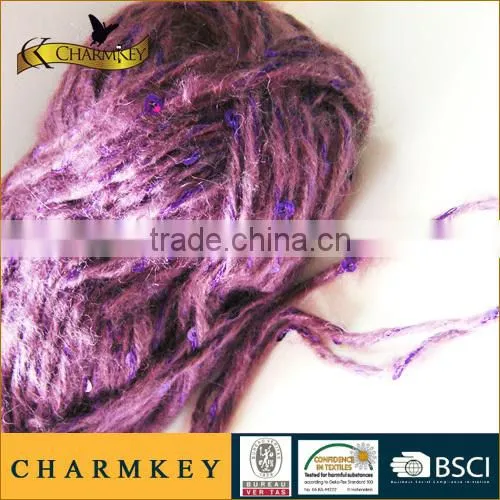Charmkey classic women sweater fancy knitting yarn acrylic sequin yarn blended yarn