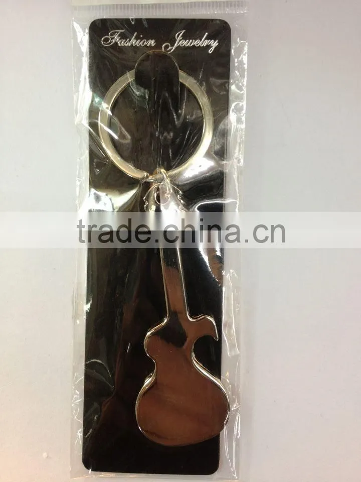 Guitar Shape Metal Bottle Opener Keychain