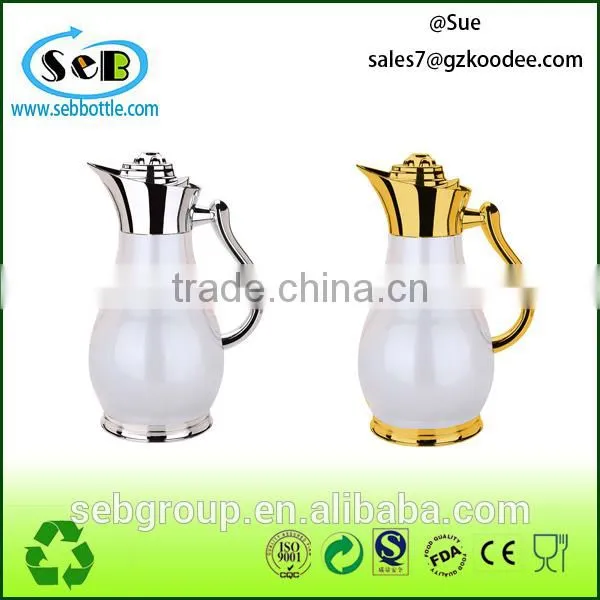 hot sell golden / Silver glass thermos vacuum flask; stainless steel kettle;double tea kettle