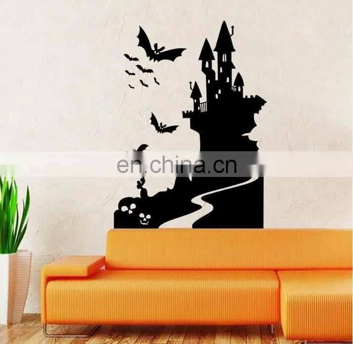 Halloween Theme Castle and Bat Window/Wall Sticker Halloween Decoration Home Decoration