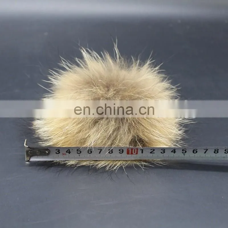 Top Lovely Light Blue Color Knitted Hat With Large Raccoon Fur Pom Pom Classic Fur Pom Hat Baby