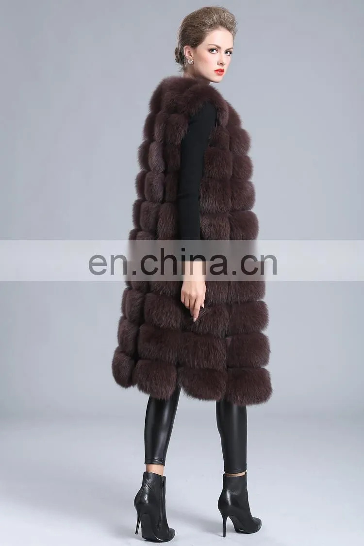 2016 Fashion Genuine Real Fox Fur Vest Women's Long Fox Fur Vests