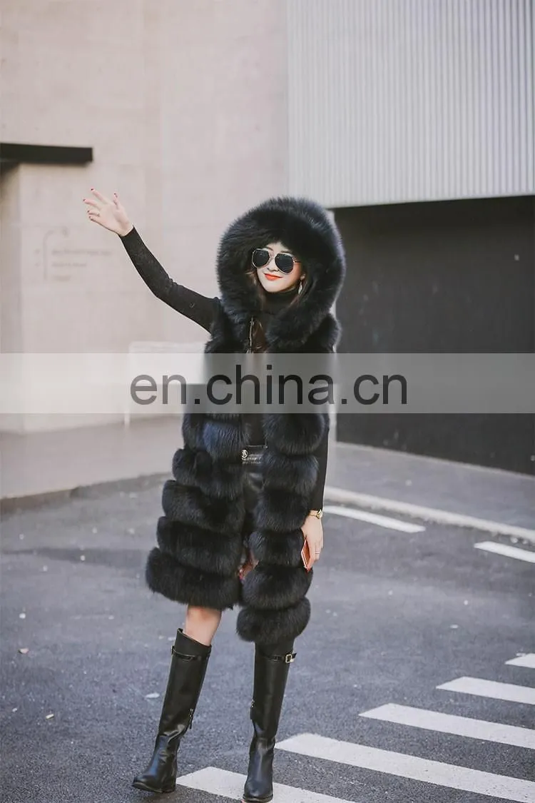 2015 Top Quality Lovely Fur Vests Women Outer Wear Vest Real Blue Fox Fur Coat China