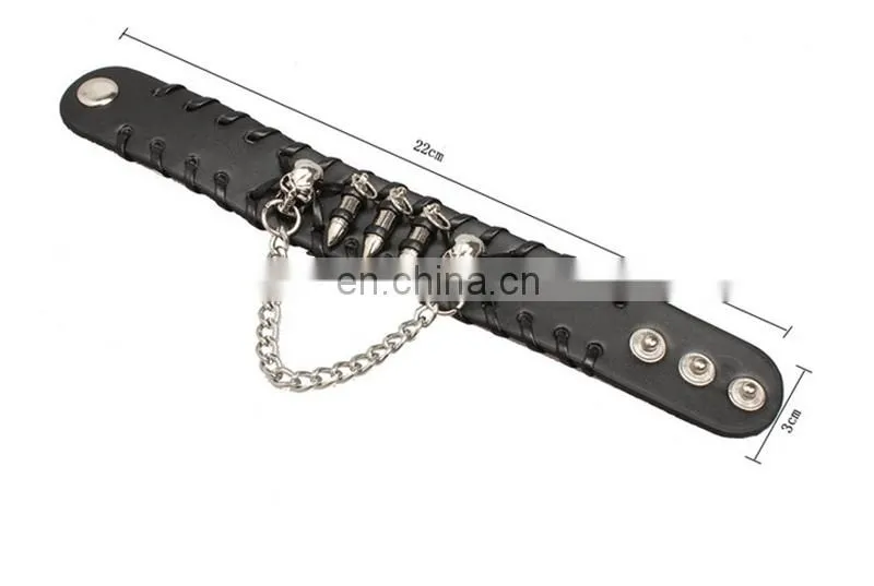 Fashion cool euramerican style decorative rivet punk thick leather bracelet