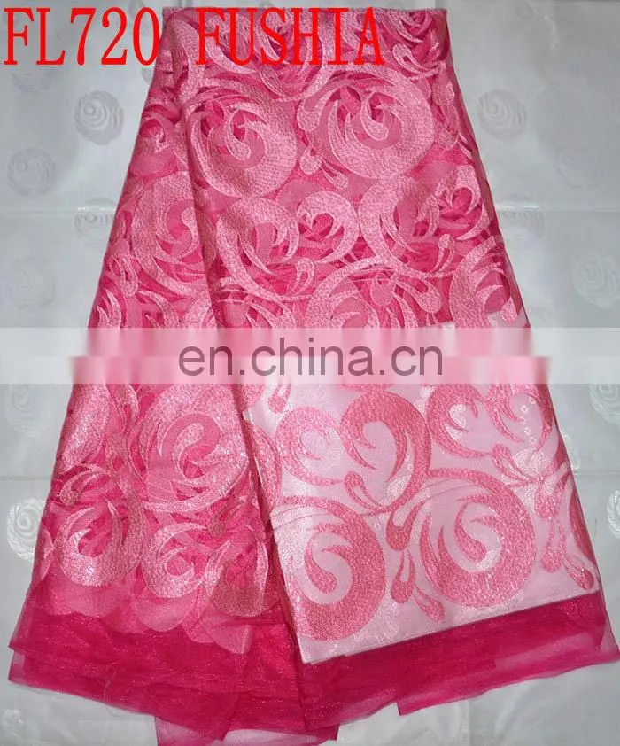latest fashion embroidery organza lace with sequins(FL720)