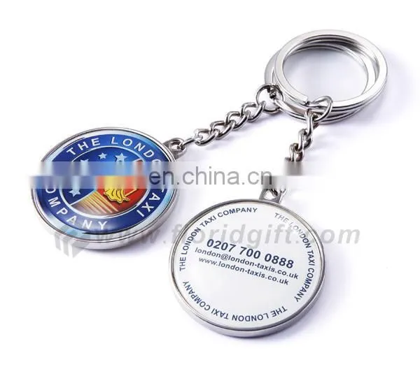 Stock cheap price metal house shape/round keychain with custom logo