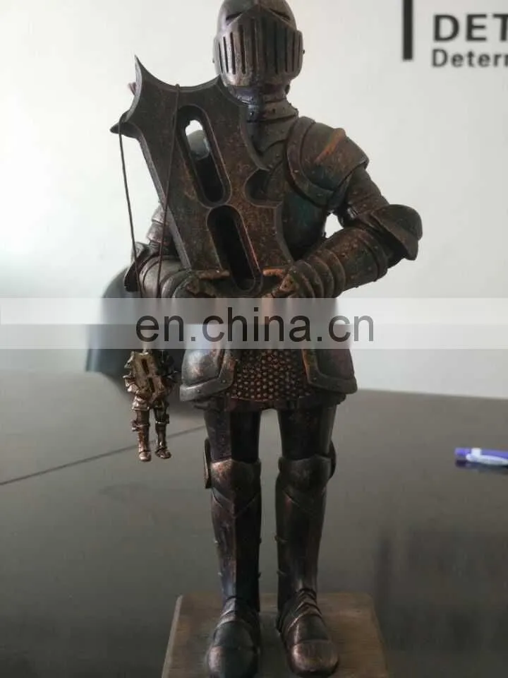 Custom warrior metal crafts armor samurai knight figures soldier metal art warrior corporate anniversary gifts