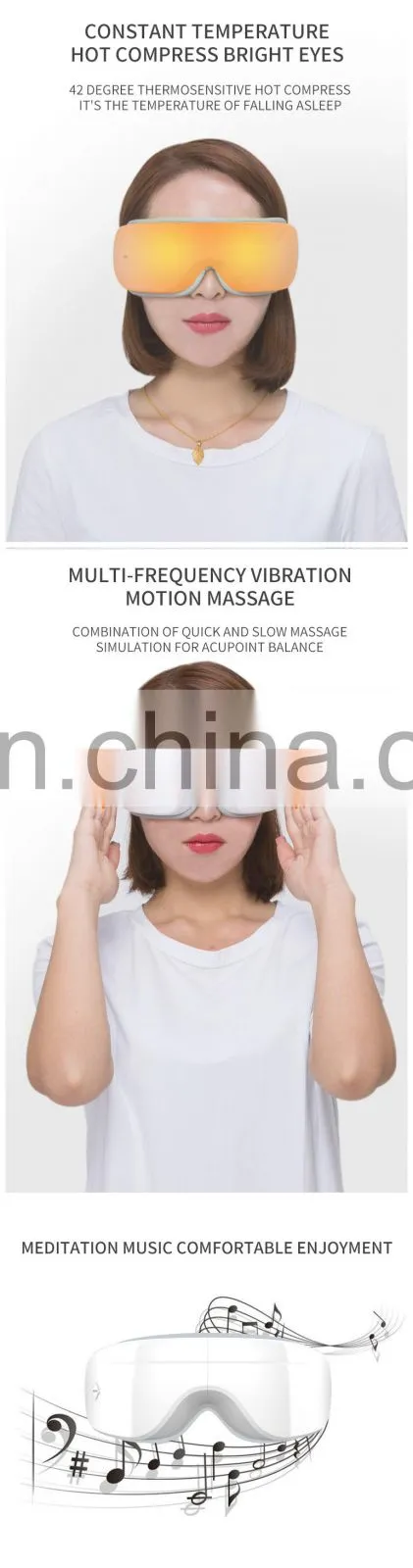 Acupuncture Wireless Sonic Eye Mask Massager Heated Device Vibration Eye Care Massage