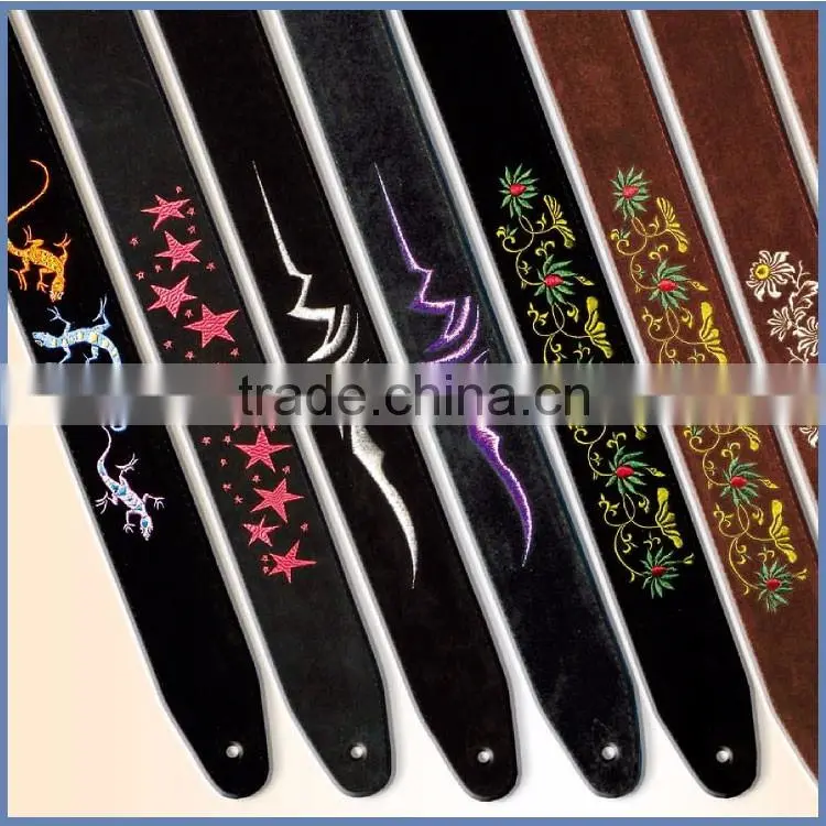 Competitive price suede genuine leather guitar strap