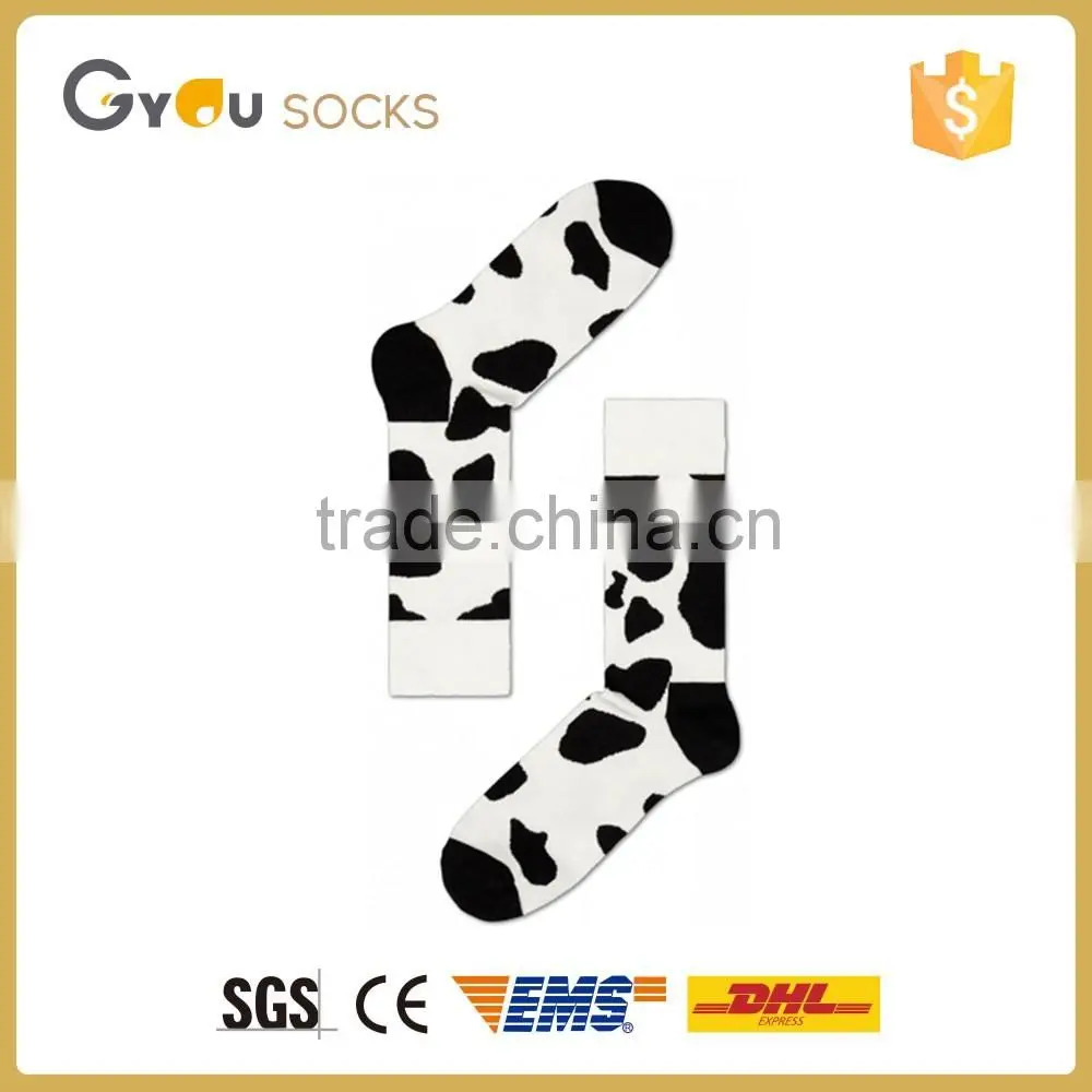 men fashion cotton OEM tube socks 2016 with Milk cow pattern
