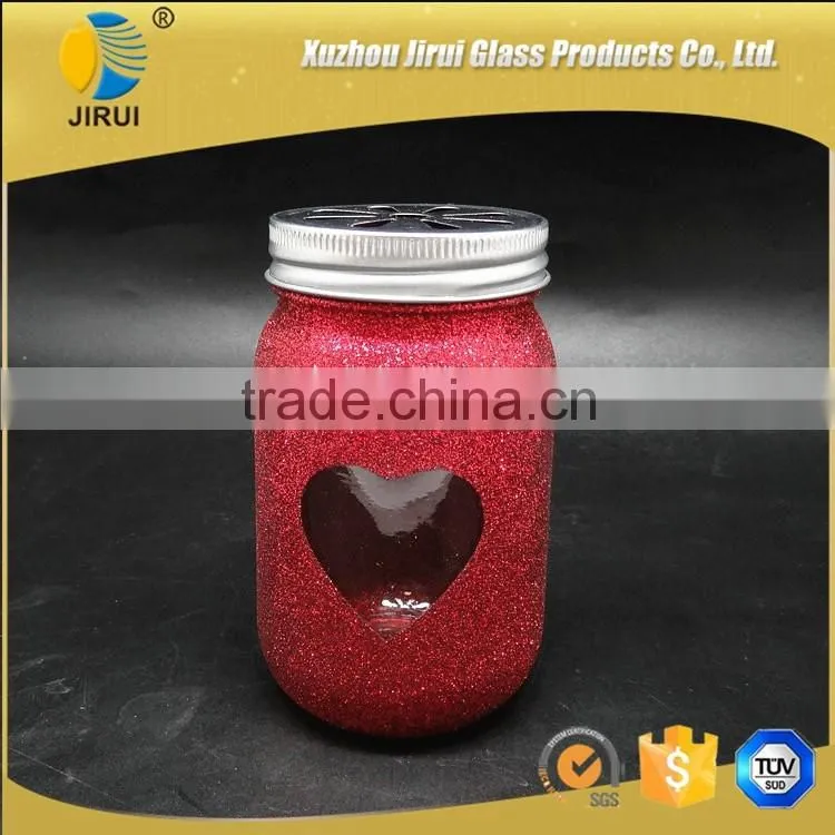 450ml Lovely Round Shape Colored Glass Mason Jar