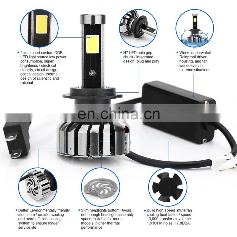 9006 High Power 80W LED Headlight Bublbs All-in-One Conversion Kit 8000 Lumen Headlamp For Upgrade Cars
