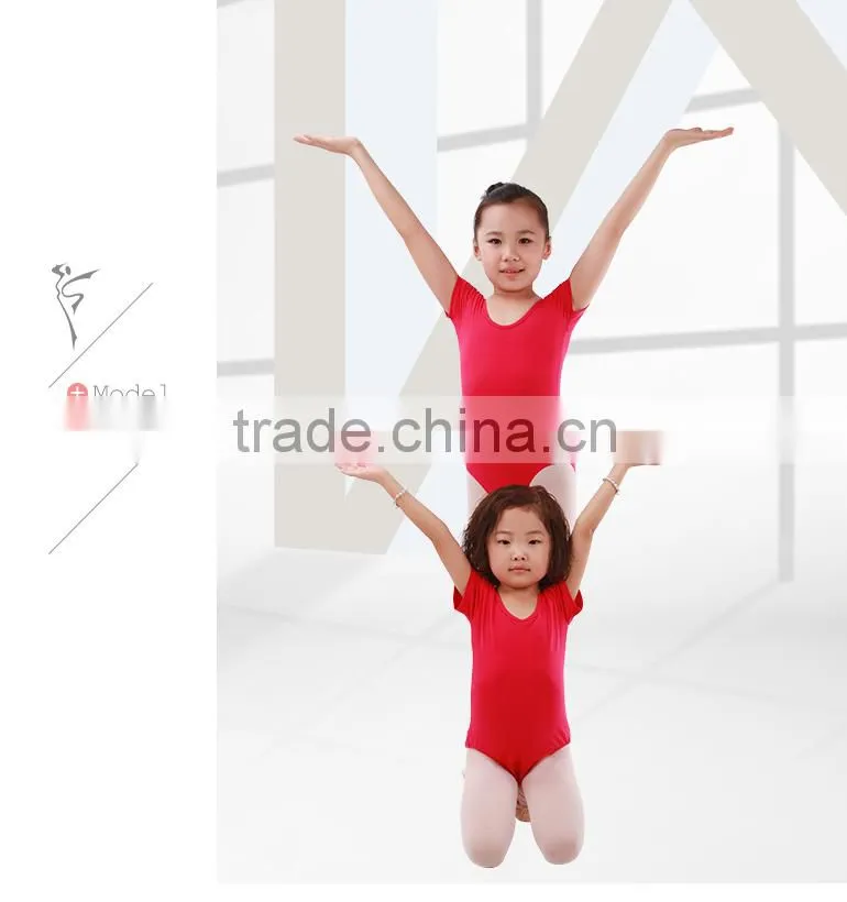 Bowknot Back Spandex Red Kids Ballet Leotards