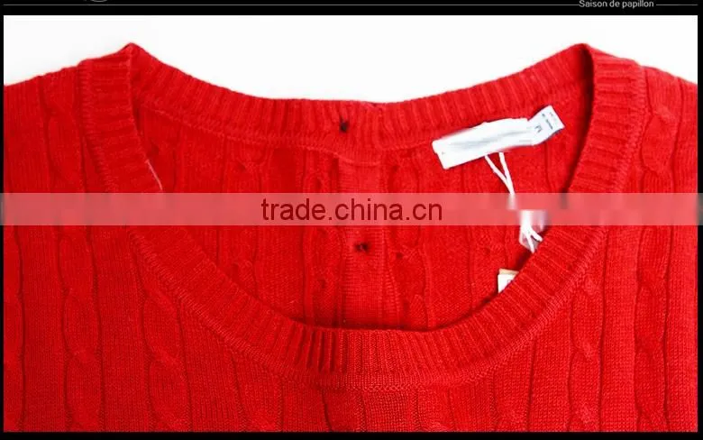 Special design chashmere sweater round collar sweater with buttons on back for girls