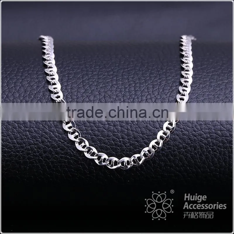 2015 wholesale simple design fashion jewelry rhodium plated cheap short chain necklace