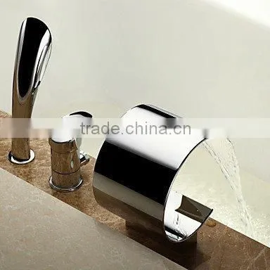Three Holes Waterfall Bathtub Faucet Bath Tub Mixer Taps Bathtub Mixer