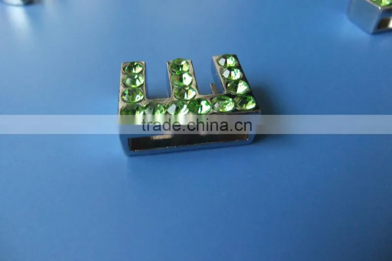 18mm Slide Letters with Green Rhinestone