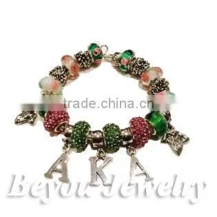 Customized AKA pink and green for Sorority and Fraternity AKA Heart cuff Banglet Jewelry