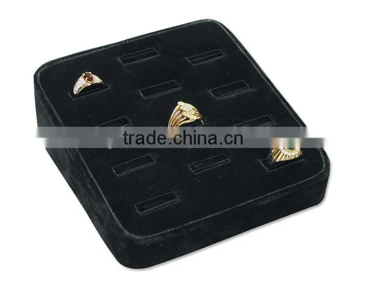 custom black jewelry ring display stand leather covered MDF frame promotion S1349-2
