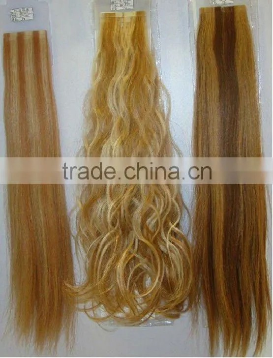 Highlight Skin Weft Tape Remy Hair Extensions , Lock Hair Extension