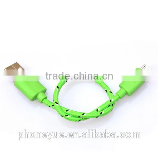 short custom 20cm woven 28/24awg micro usb cable cord wire