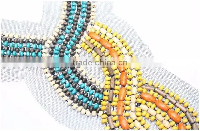 Garment shop interior design Collars,Fashion OEM/ODM Europe Style Wood Bead Handmade Net Cloth False Collar