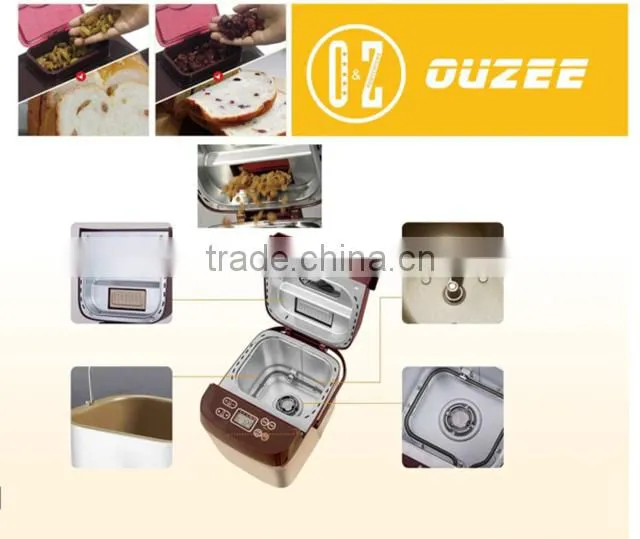 2016 new automatic SS 1.5 LB home Bread Makerautomatic bread making machine with nut dispenser