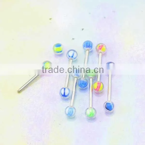 Top quality steel bar camouflage resin ball personalized cheap tongue rings