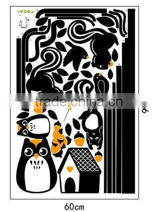 ALFOREVER AY9126 black owl tree sticker,owl decals for home decoration