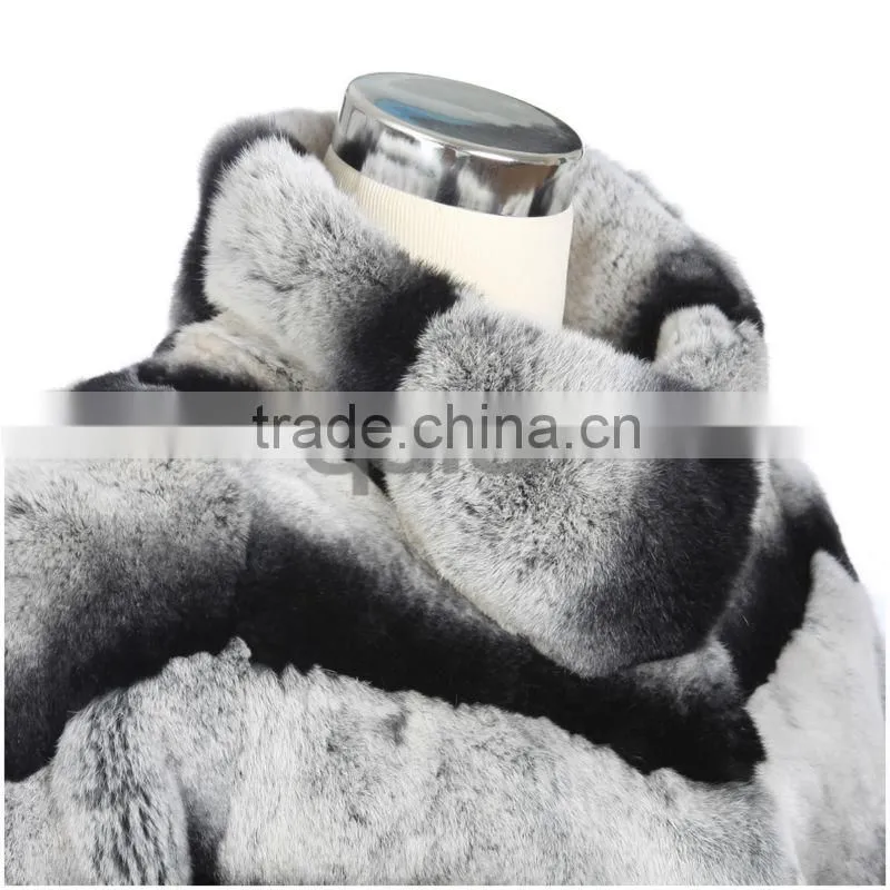 QD30350 Latest Real Fur Winter Russian Girls Fashion Chinchilla Rex Rabbit Coat Ladies Western Plus Size Rabbit Coat