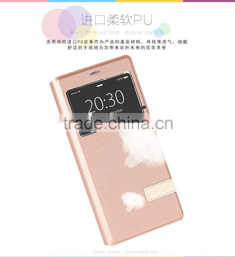 USAMS Muge Series PU Leather Flip Case for Xiaomi 5 with PC Back Cover Wallet Case with View Window MT-5313