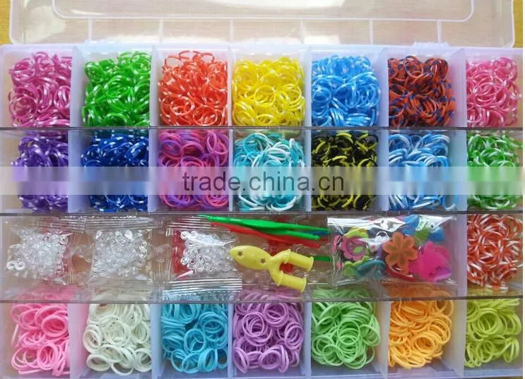 Fashion silicone loom bands bracelet kit in bulk!!! Rubber loom bands watch kit with cheap design DIY bracelet!
