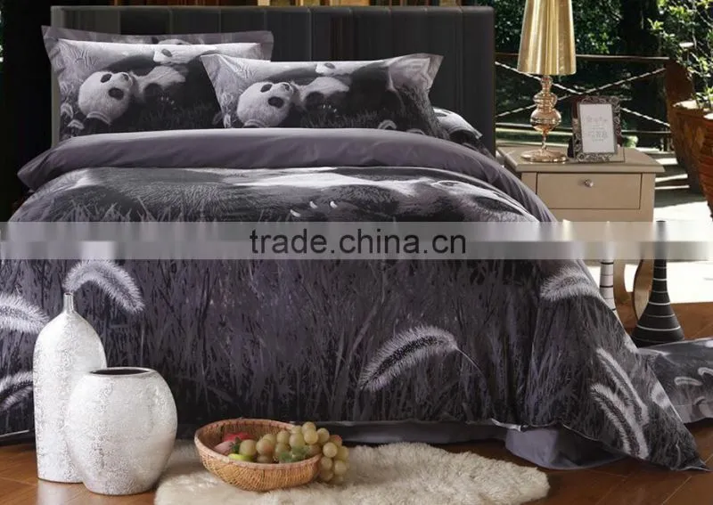 2016 fashion 3D panda 100% natural cotton bed cover set