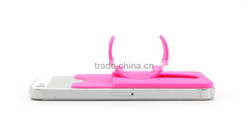 Custom made silicone 3m sticker smart wallet mobile card holder