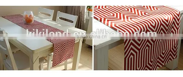 Vintage Handmade Linen Printing Table Runner/Red Chevron Table Topper