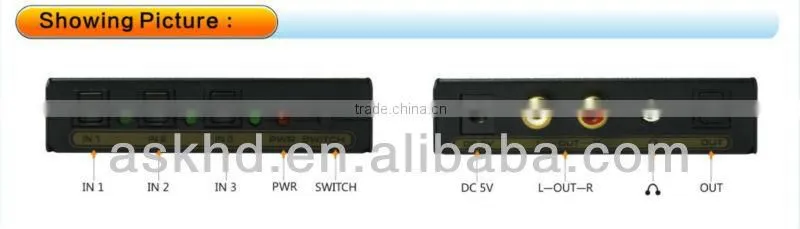 Digital Optical to L/R Analog decoder with 3x1 Spdif switcher