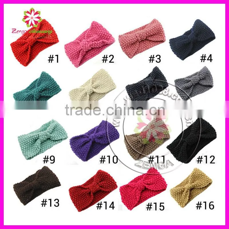 Winter Flower Knit Crochet Headwrap Headband ear warmer headwear wrap hairband