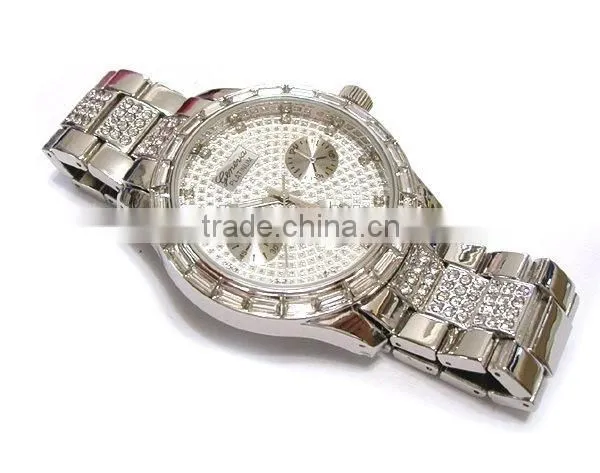 2016 New Arrival stylish Geneva Alloy Metal Hip Hop Bling Bling Watch, big face watch