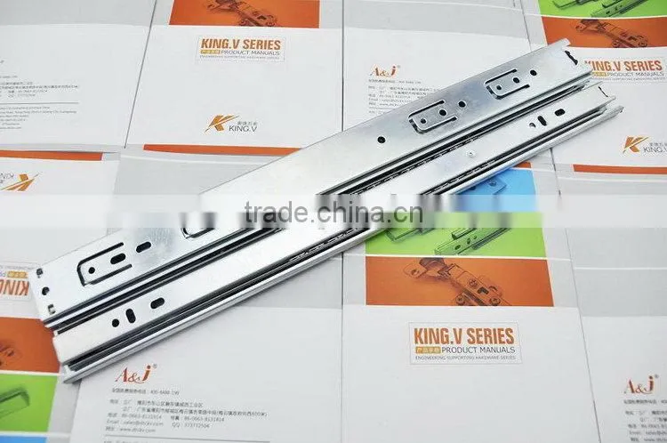 45mm three section device high quality ball bearing slides with damper slide solf-closing drawer slide