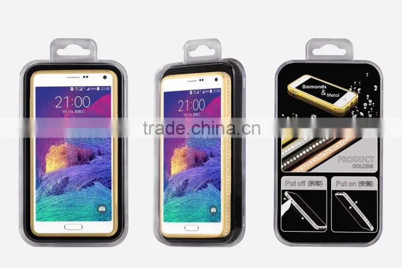 Luxury Diamond Plastic Phone Case for Samsung Galaxy Note 4 with Retail Packaging