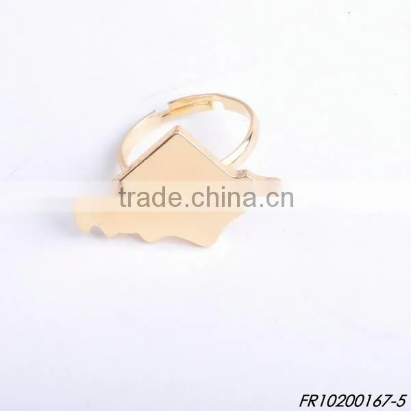 Shiny Gold and shiny silver Plating adjustable different states of usa map rings